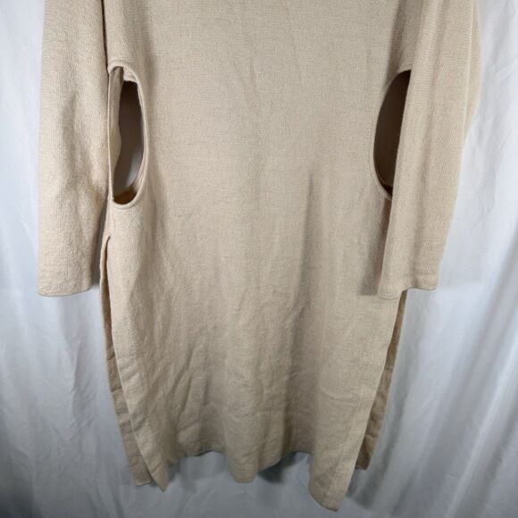Rachel Comey Baby Alpaca Dress Women's Large Ivory Long Sleeve Side Cutouts - Picture 13 of 14